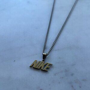 Silver NIKE Necklace - 20" Thin Chain - Silver Plated - Easter Gift